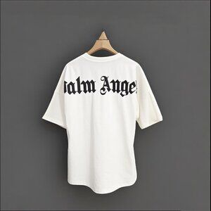 NWT Palm Angels Arc-Shaped Letter Foam Print Short Sleeves White